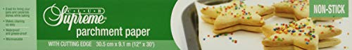 Club Supreme Non Stick Parchment Paper Waterproof, Grease Proof & Microwable, Heat Resistant - 12 in x 30 ft/ 30.5 cm x 9.1 m - With Cutting Edge