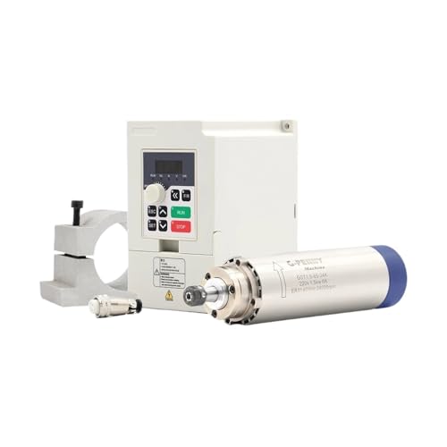 KACOME 1.5kw ER11 air-Cooled Spindle 24000rpm air-Cooled 400Hz 4 Bearings 65x204mm & 1.5kw / Inverter & 65mm Stand(220v)