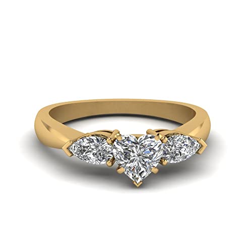 Bague fiançailles vintage cœur 0.75 carat plaqué or, le cadeau idéal pour femme