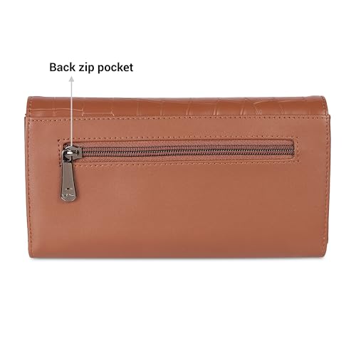 Image of Mochi Women Tan Faux Leather Casual Clutch with Premium Metal Logo (95-134)
