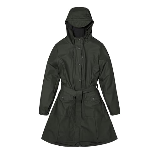 RAINS Curve W Jacket Waterproof Windproof Water-Repellent Lightweight Breathable Silhouette Adjustable Hood Soft-Touch Finish