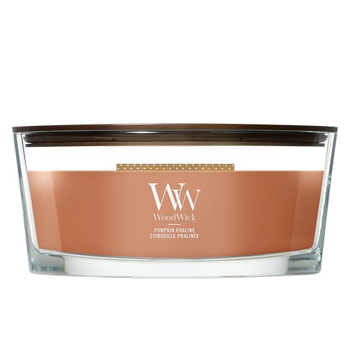 WoodWick Candela profumata | Candela Ellipse | Pumpkin Praline | Regali perfetti per donne