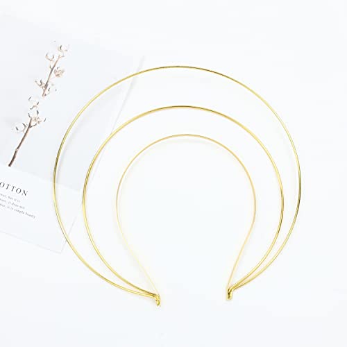 Lawie Gold Metal Queen Goddess Angel Halo Crown Headband Hairbands Tiara Hair Hoops DIY Craft Bands Headpieces Party Cosplay Costume Hair Accessories (6 Pack of 3 Layer)
