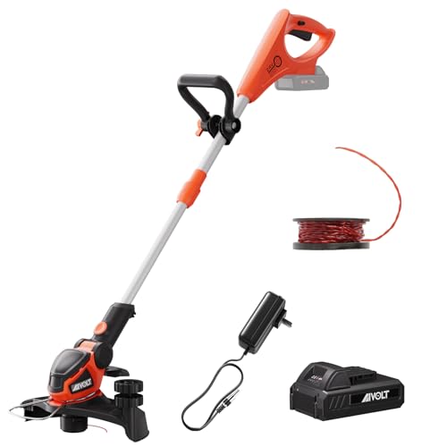 AIVOLT Desbrozadora Batería 20V Cortabordes Inalámbrico 2 en 1 con Cabezal de Corte Giratorio de 90° y Mango Telescópico Recortabordes con Batería y Cargador