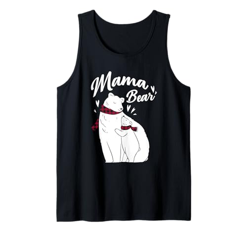 Pijama navideño Mama Bear a cuadros rojos Camiseta sin Mangas