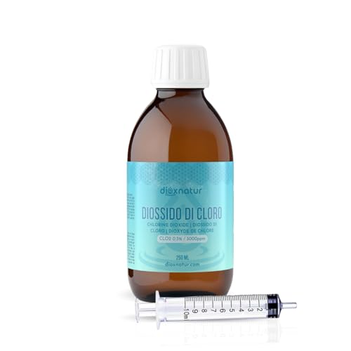 DIOXNATUR® Diossido di Cloro 250ml Vetro - Biossido di Cloro 3000 PPM