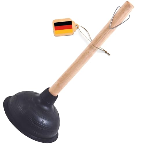 Novaliv Przepychacz do zlewu 140 mm śr. dzwon odwadniający Przepychacz do toalety Przepychacz do WC z drewnianą rękojeścią IDEAL jako przepychacz do zatorów Pompfix