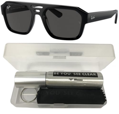 Ray-Ban RB4397 Sunglasses Bundle: RB 4397 CORRIGAN 667787 Black/Dark Grey Polyamide Standard and Eyewear Cleaning Kit2