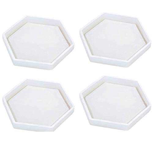 Oewnvmd 4 Pack Hexagon Silicone Coaster Silicone Resin Mold, Clear Epoxy For Casting With Resin, Concrete, Cement And Polymer Clay