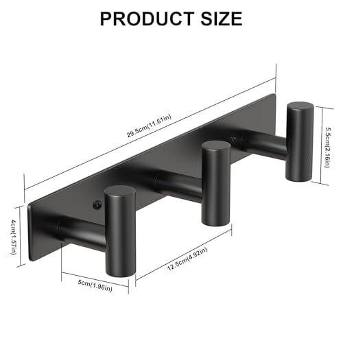 Image of PMMASTO Coat Rack Wall Mounted, 3 inchT Shaped Wall Hooks for Hanging, Heavy Duty Stainless Steel Coat Hook Rail for Hat Towel Robes in Bathroom Kitchen Mudroom Entryway (Black, 1PC)