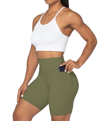 Image of Sunzel No Front Seam Biker Shorts for Women with Pockets, Yoga Workout Gym Bike Shorts with Tummy Control | 3, 5 Or 8-Inch Inseam, High Waisted, No Front Seam, Side Pockets, Buttery Soft, Compression Fit, Squat Proof, Tummy Control