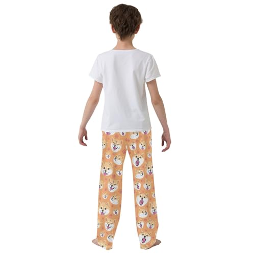 Corgi Dog Paw Print Boys Long Pants Soft Trousers Elastic Waist Kids Lounge Bottoms with Pockets S-XL3