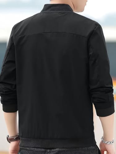 Image of Celary Men's Bomber Jacket | Fancy Collar|| Lightweight Casual Zip-Up Jacket | Stylish Slim Fit Outerwear for All Seasons | Polyester, Standard Length