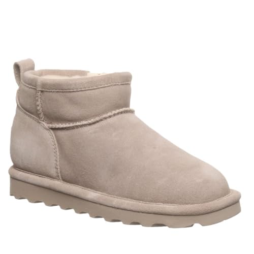 BEARPAW Shorty Youth Ankle Boot Mushroom Size 3 | Comfortable & Durable Slip On Winter Boot for Kids