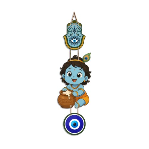 Image of Artvibes Laddu Gopal Evil Eye Wall Decor for Home and Office | Nazar Suraksha Hanging for Entrance Temple Living Room | Spiritual Vastu Good Luck Decorative Gift (WH 8572N)