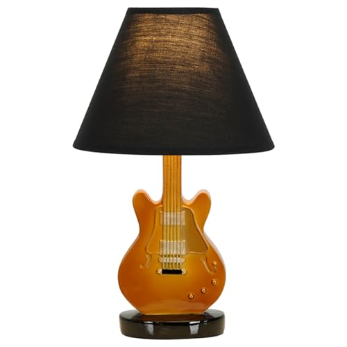 STIFFOUR Guitar Desk lamp Guitar-Shaped Bedside lamp. with a Black lampshade to Prevent Direct Light Suitable for Bedroom Study Room and Dining Room as Night Light Decoration and Lighting. Brown