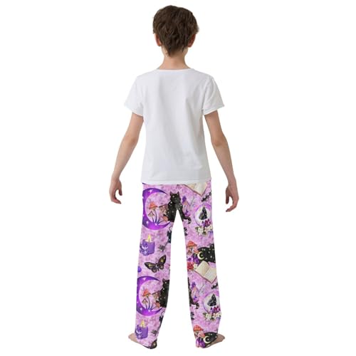 Boys' Pants Animal Black Cats Moon Butterfly Long Bottoms Jogger Pants Elastic Waist Trousers with Pockets S-XL3