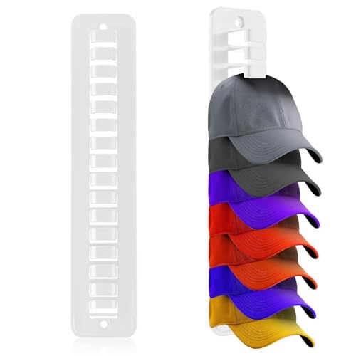 2 Uds Perchero de Pared, Plástico Organizador de Gorras de Béisbol Gancho Adhesivo para Gorras Percha para Gorras para Pared Puerta Armario (Blanco)
