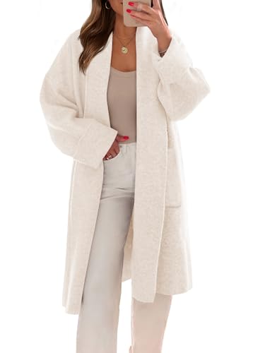 Saodimallsu Womens Long Cardigans Oversized Chunky Knit Coatigan Fall Trendy Open Front Sweater Jackets with Pockets