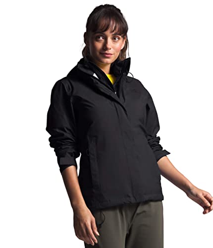 THE NORTH FACE Women’s Venture 2 Waterproof Hooded Rain Jacket (Standard and Plus Size), TNF Black/TNF Black, XX-Large