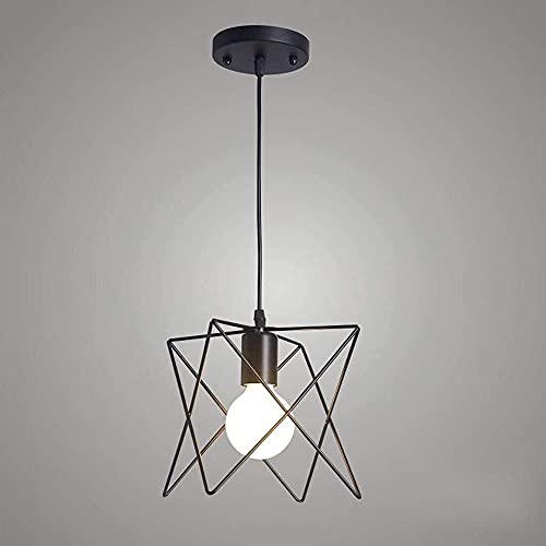 Luz de techo retro industrial E27 lámpara colgante negra de hierro forjado para comedor y bar