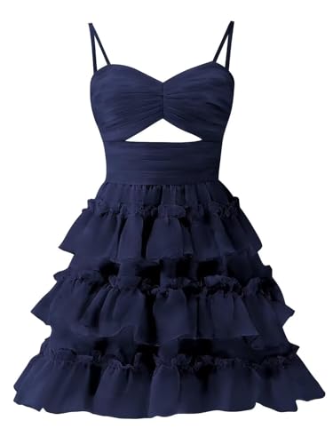 RSOETOO Fairy Homecoming Dresses Short for Teens Flower Embroidery Tiered Puffy Prom Dresses RO157