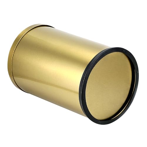 Image of QWORK Antique Gold Trash Can, 2.4 Gallons Stainless Steel, Waterproof, Rustproof with Swing Lid