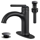 Wintap Bathroom Faucet Matte Black Brass Bathroom Sink Faucet with Pop-up Drain Single Handle Vanity Faucet with Deck 1 or 3 Hole