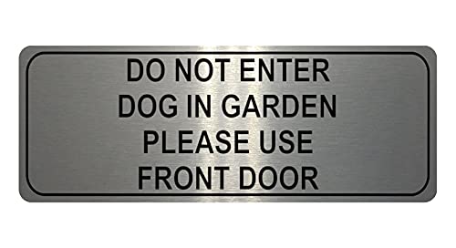 xtra-print 1047 DO NOT ENTER PLEASE USE FRONT DOOR Metal Aluminium Plaque Sign Door Gate (200x75mm, Brushed Silver)