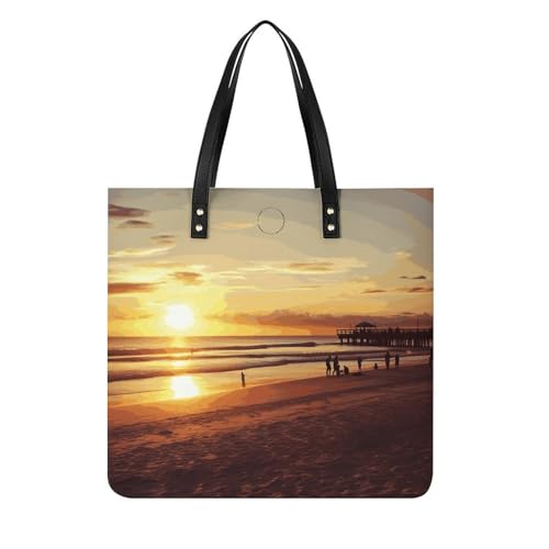 Sac seau souple en cuir végétalien Sunset Beach pour femme élégante