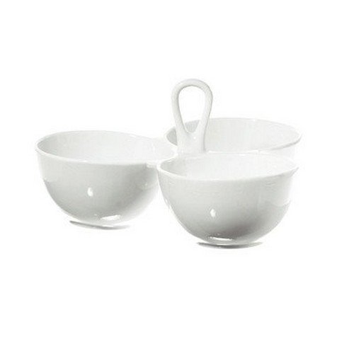 La Porcellana Bianca Convivio 3 Bowls Serving with Handle, 8