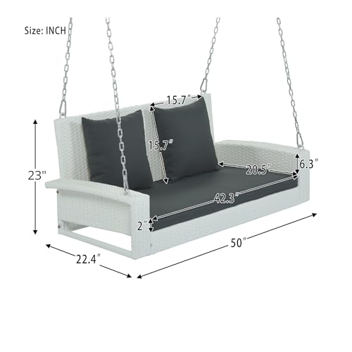 Image of Patio Swing for Balcony Without Stand | Weather Resistant Rattan & Wicker Hammock Swing Double Seater | Outdoor Hanging Jhula for Adults