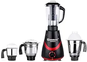 Sunmeet Necklace 1000W Mixer Grinder with 3 Stainless Steel Jars and 1 Juicer Jar (1 Wet Jar, 1 Dry Jar and 1 Chutney Jar), Black-RED.Make in India