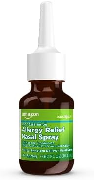 Amazon Basic Care 24-Hour Allergy Relief Nasal Spray, Fluticasone Propionate (Glucocorticoid), 50 mcg, Full Prescription Strength, Non-Drowsy, 0.62 Fl Oz - 5