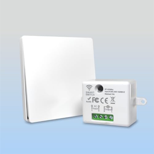 Image of No Battery Self Powered Kinetic Wireless RF Switch 2 Way Operation - 1 Gang 1 Receiver Switch, Compatible with Any Electrical Load