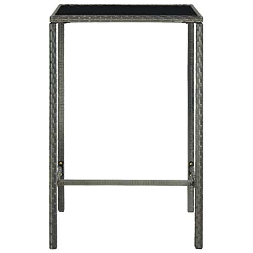 Jkghdrt Table mange-debout pour terrasse en rotin PE, table de jardin avec structure en acier et table de bar d'extérieur avec plateau en verre trempé dans...