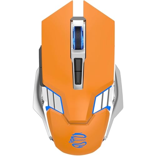 Bluetooth Gaming Mouse, RGB Rechargeable USB Wireless Mouse, Quiet Click, LED Backlit, Ergonomic, with Side Button, 6 Button, DPI Adjustable, Computer Mice for Laptop PC MacBook Chromebook – Orange