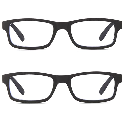 2 Pack Reading Glasses, Computer Readers with Blue Light Protection for Women, Stylish Spring Hinges Eyeglasses for Men (4.0)