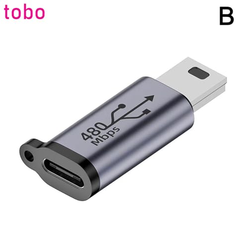 Image of Tobo USB C to Mini USB Adapter, Type C Female to Mini USB 2.0 Male Convert Connector Support Charge & Data Sync Compatible GoPro Hero 3+, MP3 Players, Dash Cam, Digital Camera,etc-TD-1174TC