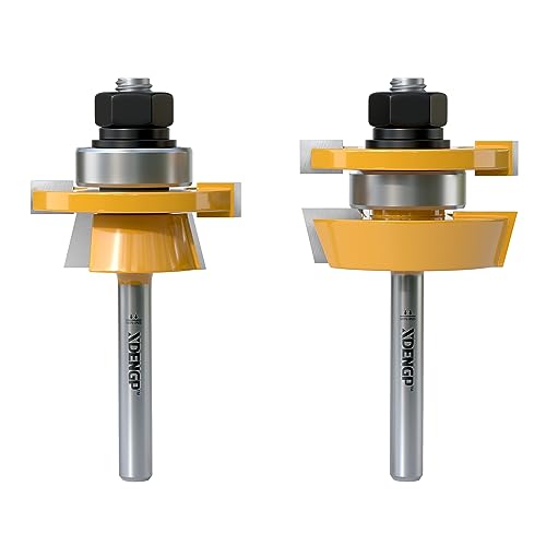 Image of 2PCS Shaker Style Rail and Stile Router Bits Set 1 /4 Inch Shank, 3 /8 Inch Cutting Depth, Up to 7 /8 Inch Stock, Kitchen Cabinet Door Frame Shaper Cutters Raise Panel Making Router Bit Set