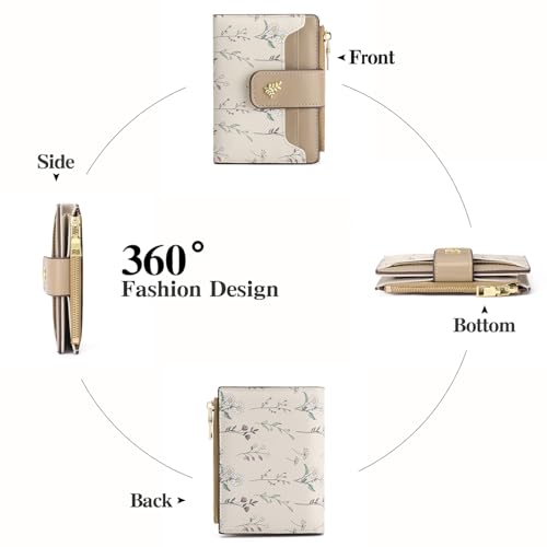 Image of GAEKEAO Small Wallets for Women RFID Blocking Leather Bifold Zipper Pocket Wallet Credit Card Holder with ID Window