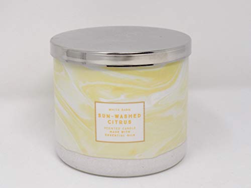 White Barn Bath Sun-Washed Citrus Scented 3 Wick Candle Made W Essential Oils