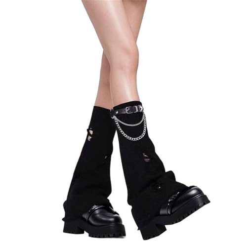 Goth Knitted Leg Warmers for Women Y2k Cute Alt Rave Long Punk Scene