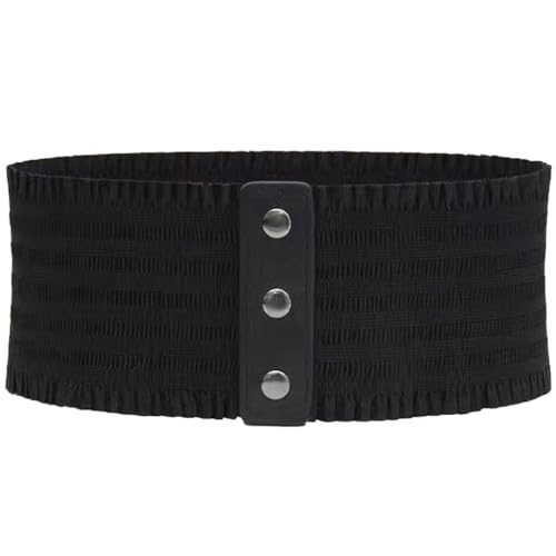 Kawailay Ceinture élastique Large pour Femme Ceinture Cinch Vintage Bouton Pression Corset Bande de Taille pour Robe – Noir