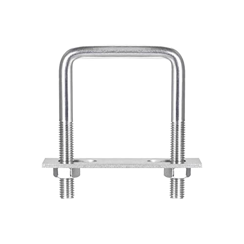 Image of uxcell Square U-Bolts, 2 Sets 62mm(2.44 inch) Inner Width 100mm Length M10 304 Stainless Steel U Clamp Bolt with Nuts and Plates, for Boat Trailer
