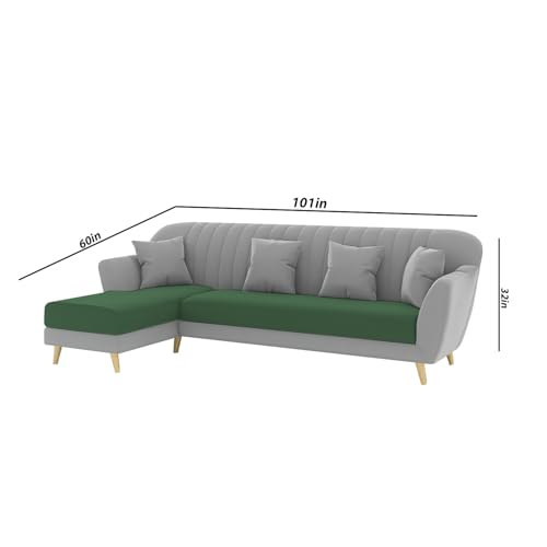 Image of Atticus LHS 6 Seater L Shape Sofa Set for Living Room (Green Grey Fabric) Premium Fabric Sofa Set