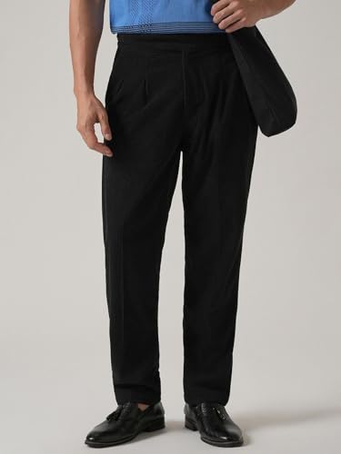 Image of Banana Club Men's Corduroy Gurkha Pants - Classic Cream Cotton Trousers with Regular Fit and Distinctive Waist Design for Casual Wear