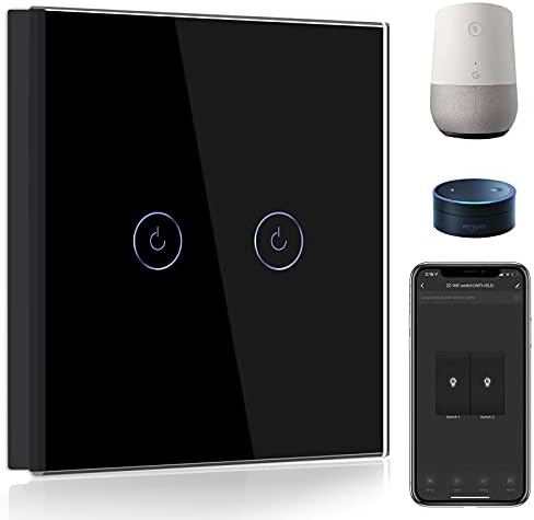 BSEED Smart Dimmer Switch 1 Gang 1 Way,WiFi Dimmer Switch Compatible with Alexa and Google Home,500W Smart Light Switch Black with Smart Life APP Control and Timing Function (Neutral Wire Need)