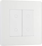 BG Electrical Double Master/Primary Touch Dimmer Wall Light Switch, 2-Way, Trailing Edge, Screwless Front Plate, Evolve, Pearlescent White, 200W, PCDCLTDM2W