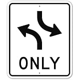 MUTCD Two Way Left Turn R3-9A Sign, 30x36 Inches, 3M EGP Reflective .080 Aluminum, Fade Resistant, Made in USA